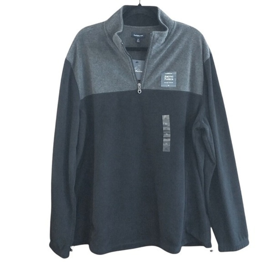 Croft Barrow NWT Men's XL Artic‎ Fleece 1/4 Zip Pullover Jacket Top Black Gray